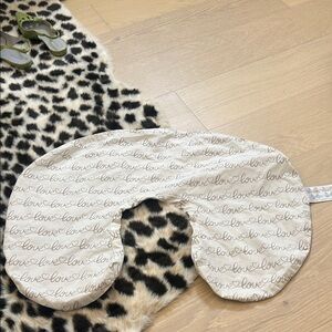 Boppy Nursing Pillow Cover in Cream with Brown Script "love" Pattern